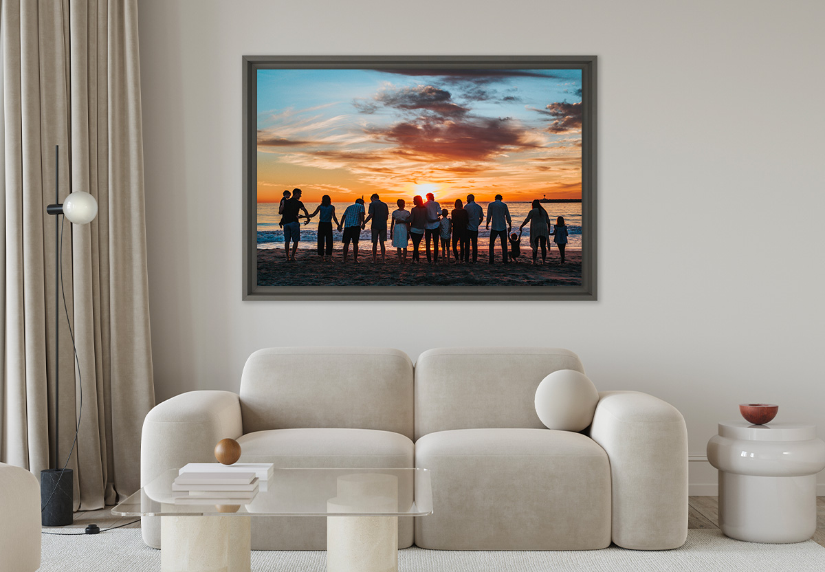Large format photo print with shadow-gap frame 