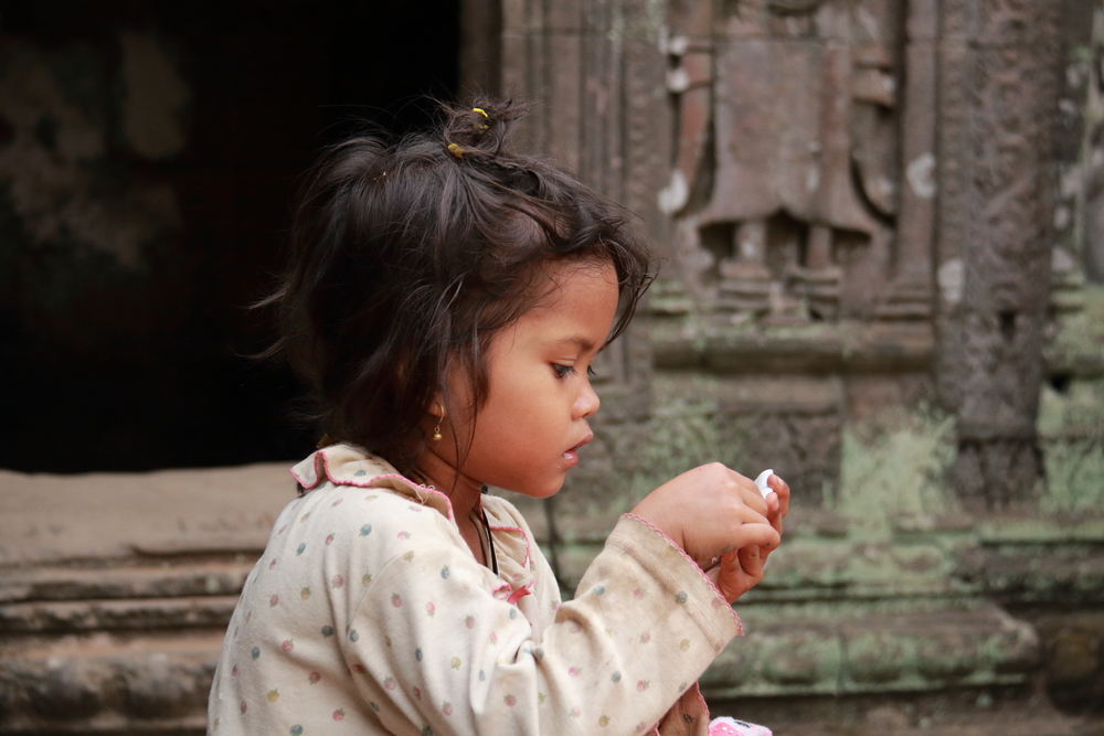 Ta Som Temple Petite Fille - Siem Reap - Cambodge